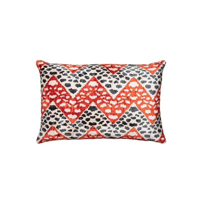 Velvet Ikat Cheetah Zag Red Cushion
