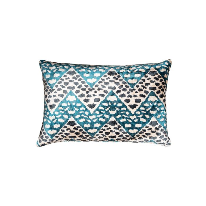 Velvet Ikat Cheetah Zag Blue Cushion