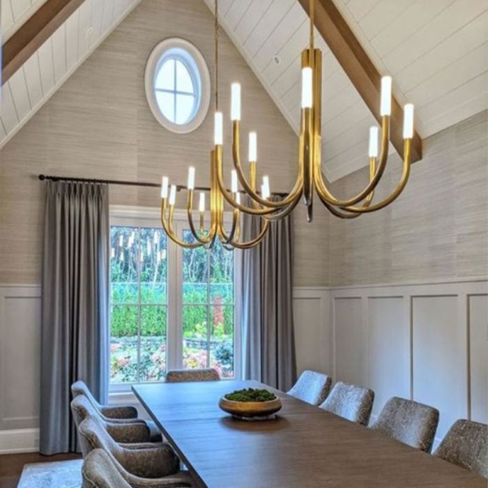 Rousseau Chandelier Antique-Burnished Brass/Crystal