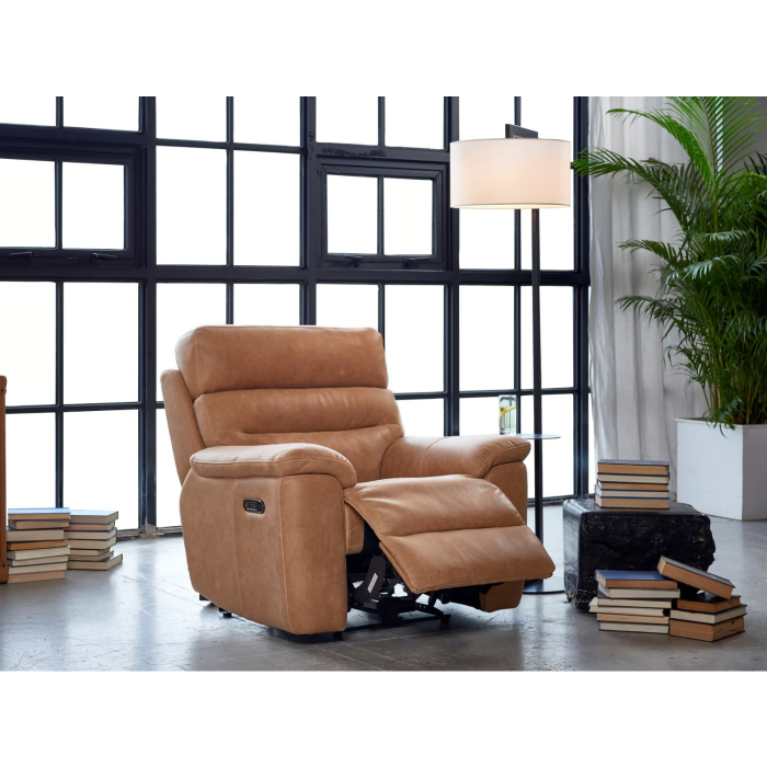  Rain Luxury tan leather recliner chair