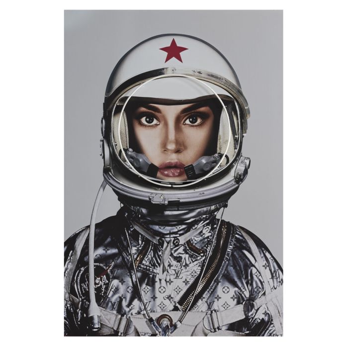 Space Girl Logos Silver Neon Artwork 122 x 182cm