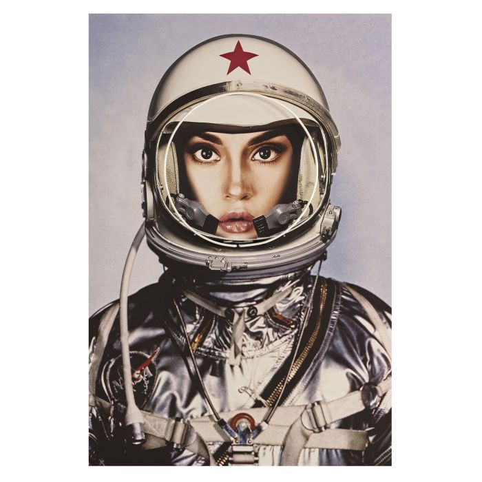 Space Girl Neon in Silver Artwork 122 x 182cm