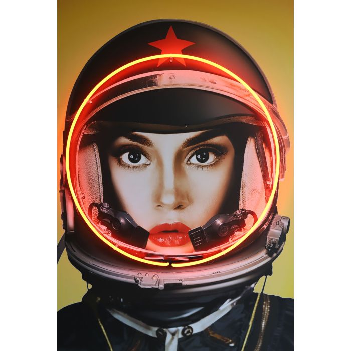 Space Girl Neon Artwork in Black 122 x 182cm