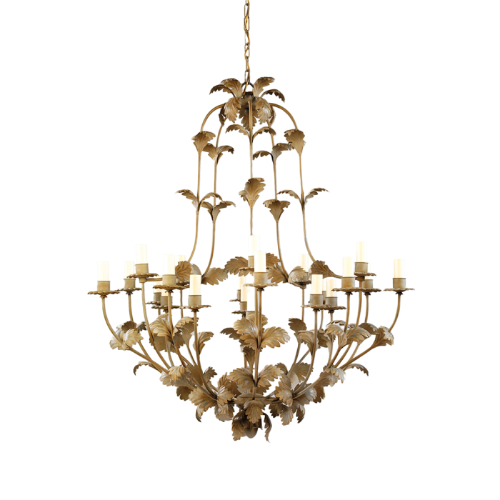 Compiegne Leaf 21-Lights Chandelier Green Painted