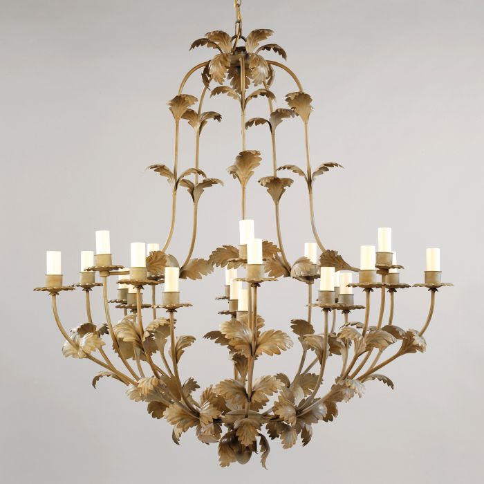 Compiegne Leaf 21-Lights Chandelier Green Painted