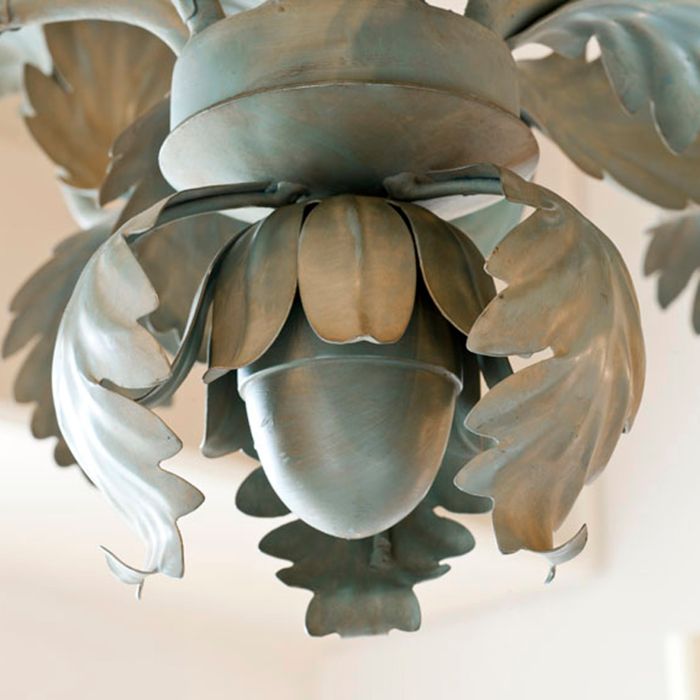 Compiegne Leaf 21-Lights Chandelier Green Painted