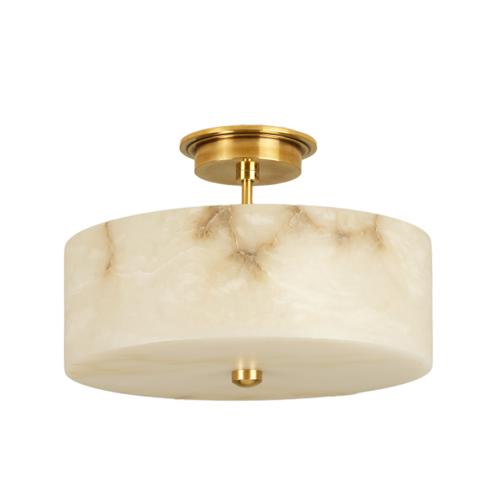 Weston Alabaster Semi Flush Light Brass