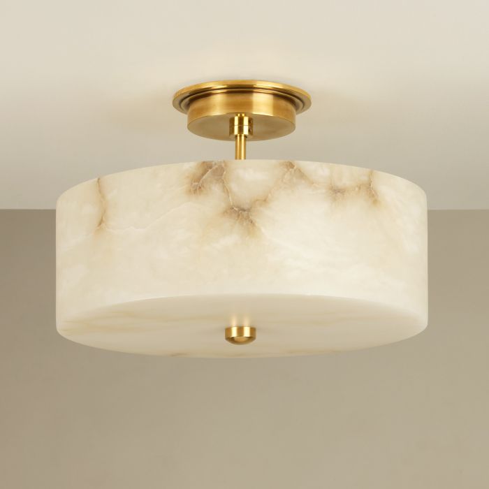 Weston Alabaster Semi Flush Light Brass