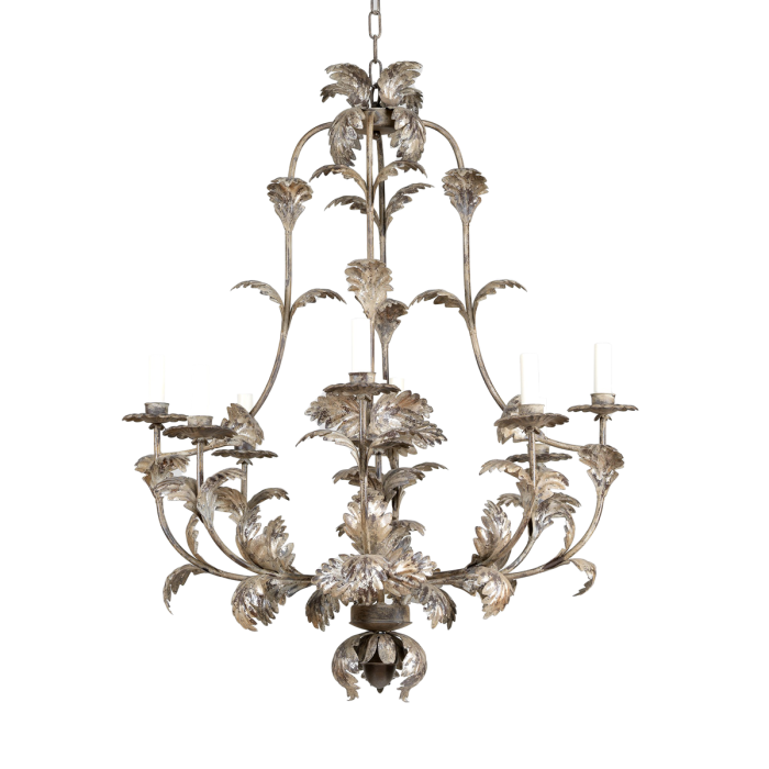 Compiegne Leaf 9-Lights Chandelier Silver