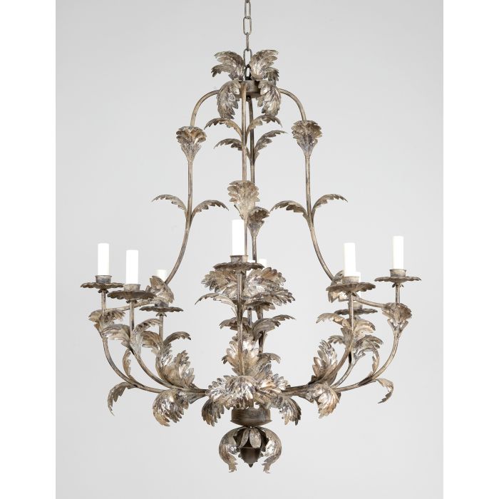 Compiegne Leaf 9-Lights Chandelier Silver