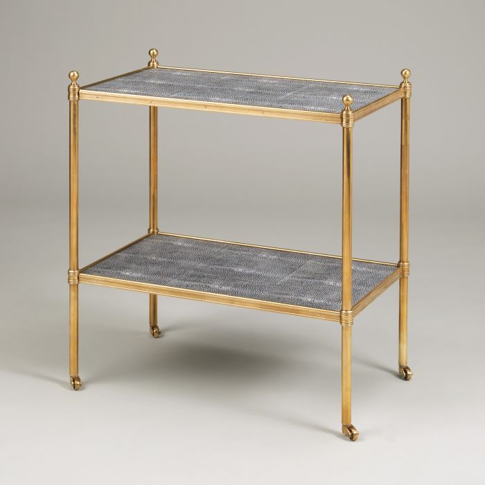 Portman Black Shagreen Etagere Brass