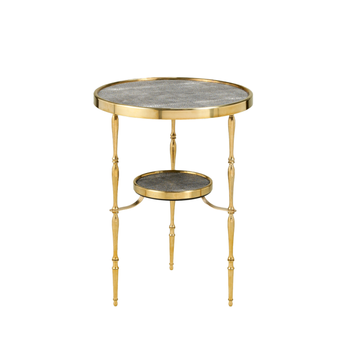 Capri Round Table Brass Black Shagreen