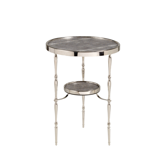 Capri Round Table Nickel Black Shagreen