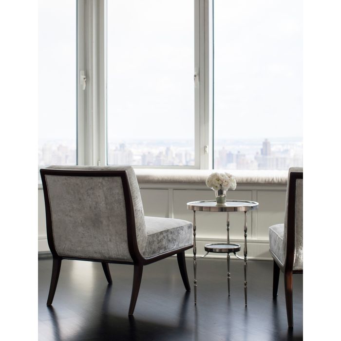 Capri Round Table Nickel Black Shagreen