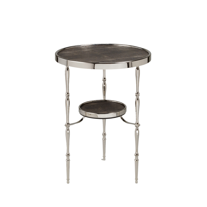 Capri Round Table Nickel Brown Shagreen