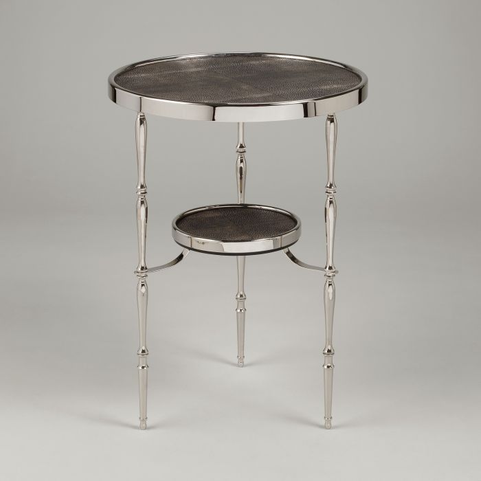 Capri Round Table Nickel Brown Shagreen