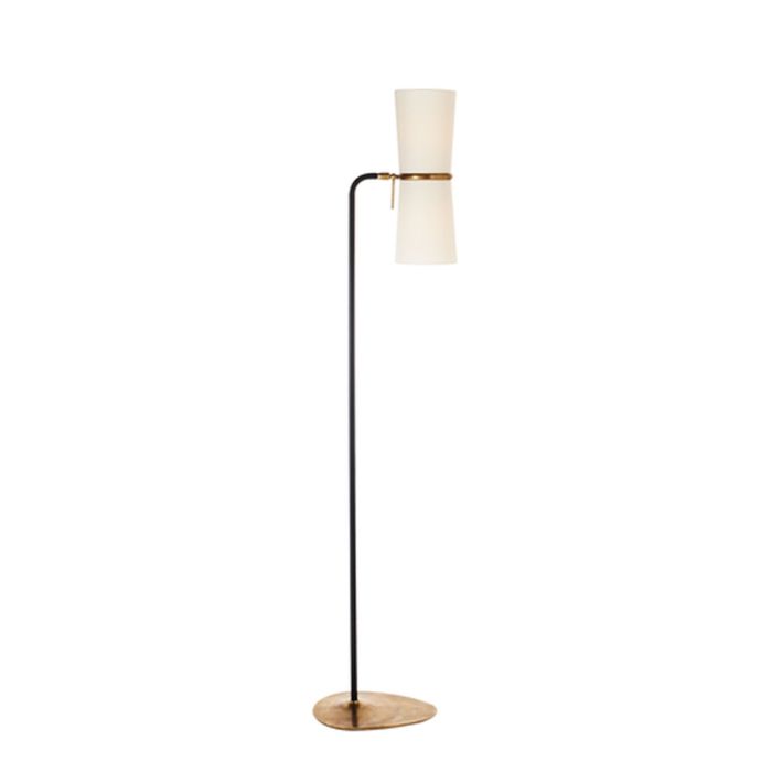 Clarkson Floor Lamp, Black and Hand-Rubbed Antique Brass