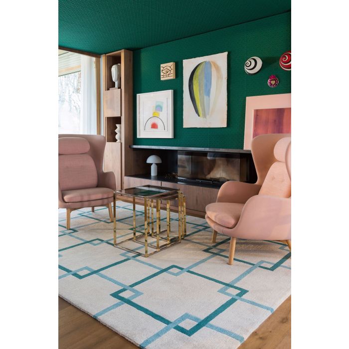 Square Chains Teal The Rug Company