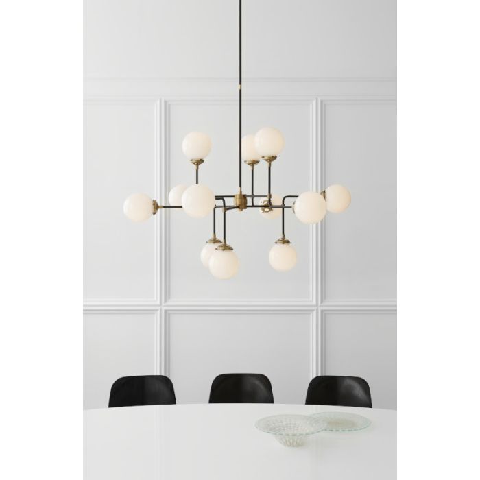 Bistro Chandelier, Hand-Rubbed Antique Brass