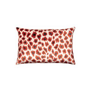 Velvet Ikat Leopard Red Cushion