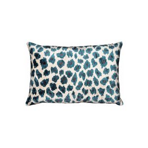 Velvet Ikat Leopard Blue Cushion
