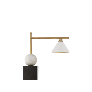 Cleo Desk Lamp Bronze and Brass with White Shade