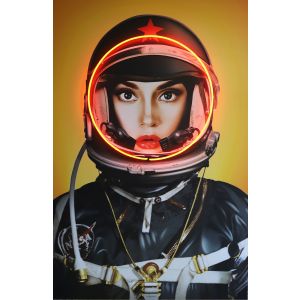 Space Girl Neon Artwork in Black 100 x 150cm