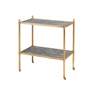 Portman Black Shagreen Etagere Brass