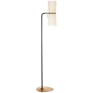 Clarkson Floor Lamp, Black and Hand-Rubbed Antique Brass