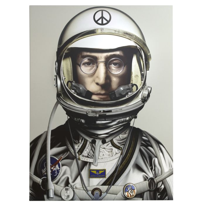 Space Man Lennon Silver Neon Artwork 88 x 120cm