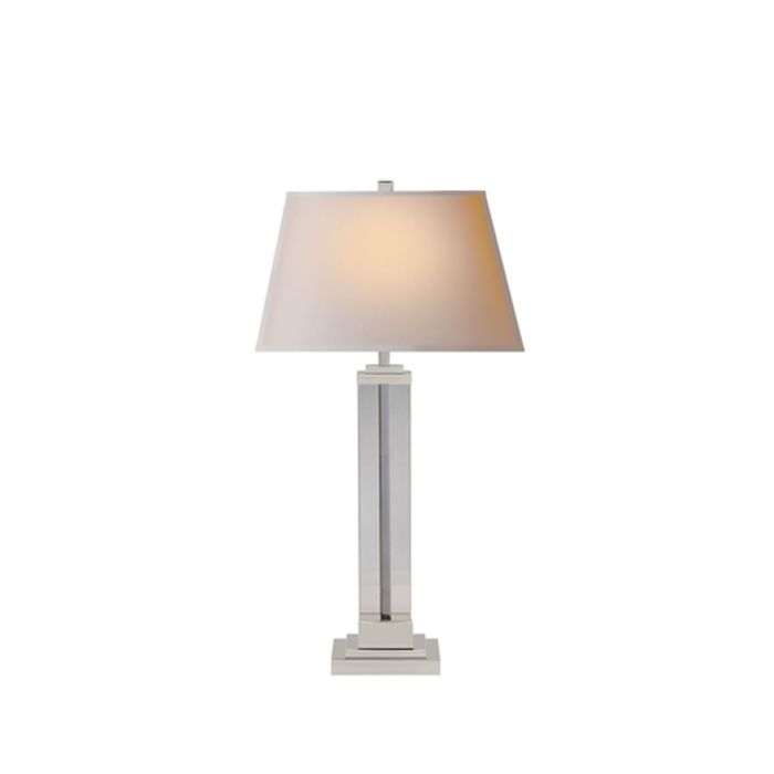 Wright Table Lamp Polished Nickel and Glass