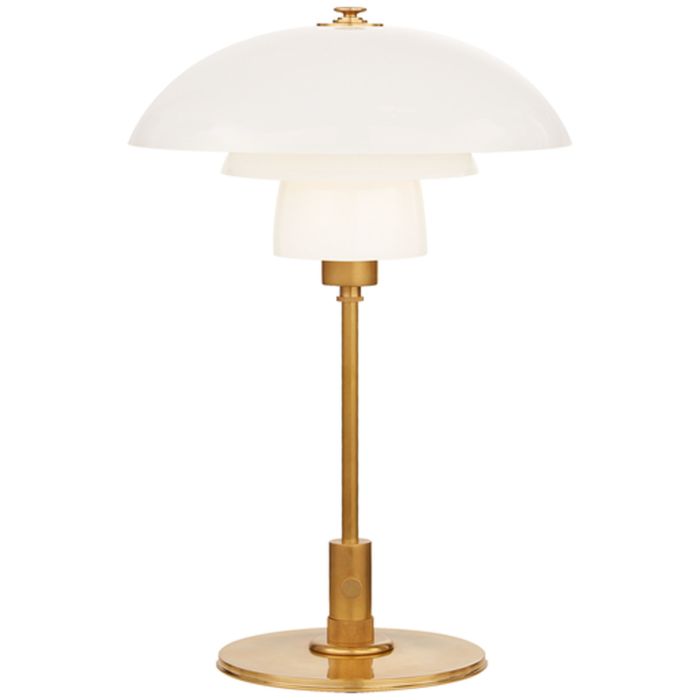 Whitman Desk Lamp Hand-Rubbed Antique Brass / White Glass Shade