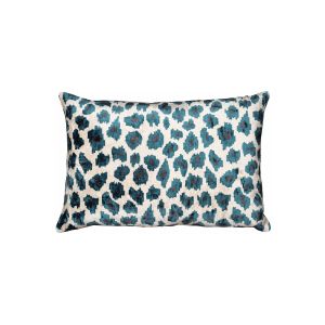 Velvet Ikat Leopard Blue Cushion