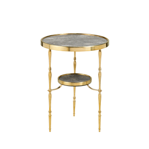 Capri Round Table Brass Black Shagreen