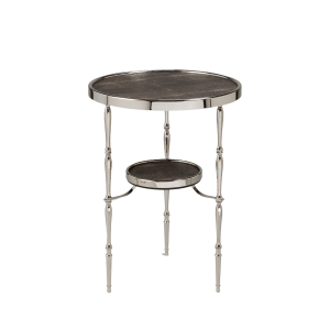 Capri Round Table Nickel Brown Shagreen